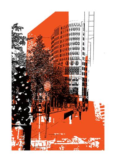 'The Hague, city in Black & Red' digital art - print For Sale in Limited Edition of 10 thumb