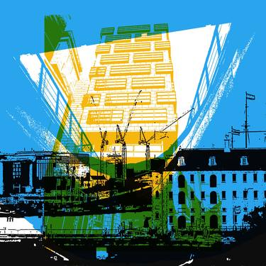 'View over the Oosterdok water, Amsterdam' digital art - print FOR SALE in limited edition of 10 thumb