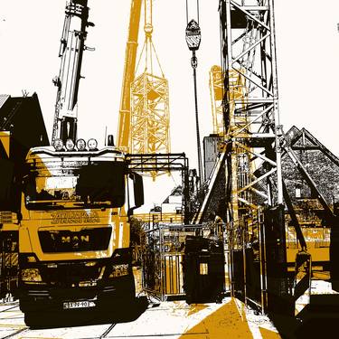 'Assembling a construction crane, Oostenburg 2.' digital art - FOR SALE in limited edition of 10 thumb
