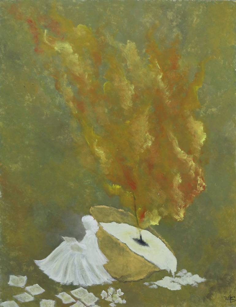 Original Time Painting by Sara Tyt  Conceptual Art on Paper  Retreat