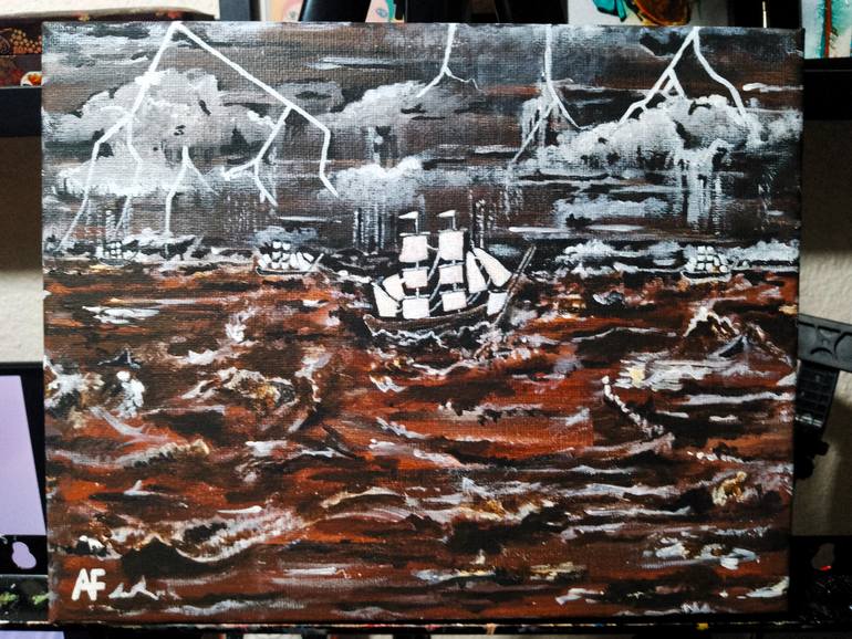 Original Antique Seascape Painting by Alfred Fox