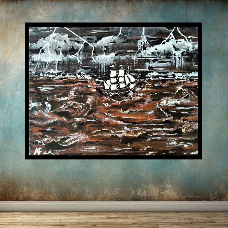 Original Antique Seascape Painting by Alfred Fox