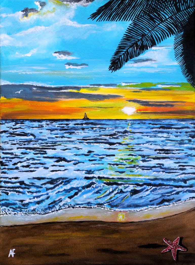 Original Sunset Painting by Alfred Fox | Contemporary Art on Canvas | Chasing the Sunset