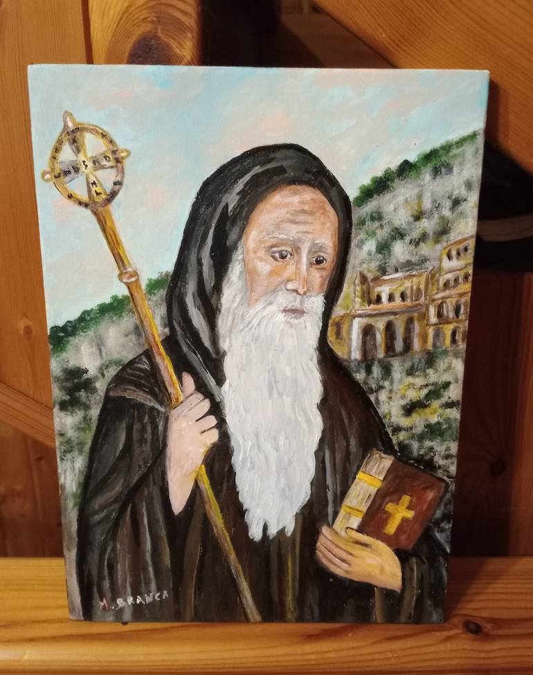 Saint Benedict of Nursia Painting by Mirella Branca | Saatchi Art