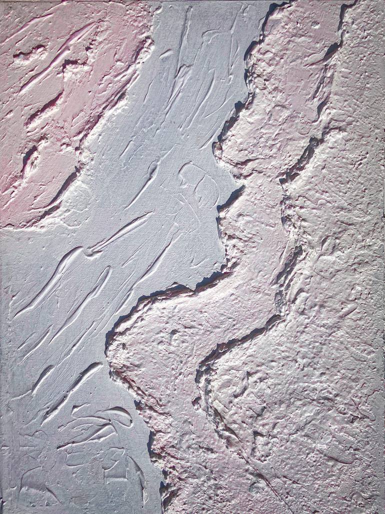 Original Abstract Painting by Sahil Gupta | Contemporary Art on Wood | Blush White 3D Texture Divide