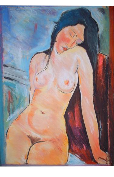 Modigliani Nude Pastel Drawing Copy thumb