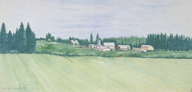 Original Landscape Painting by Darwin Stead | Classicism Art on Paper | The Farm