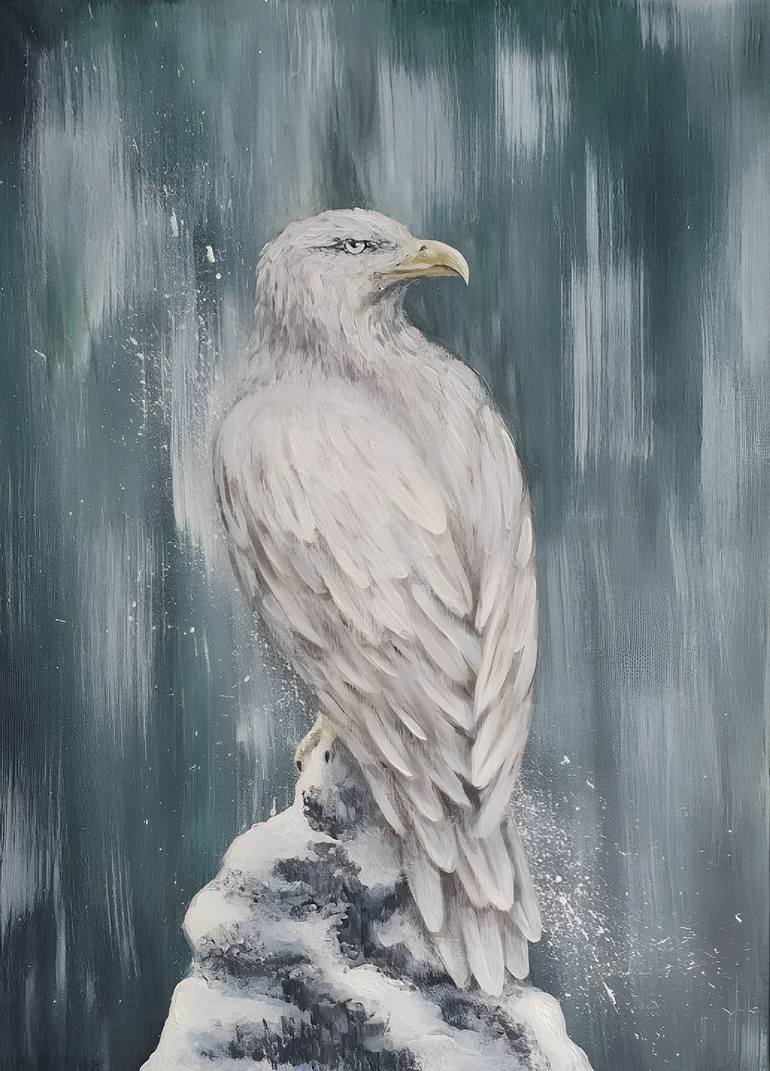 Original Animal Painting by Evialina Chaplinskaya | Figurative Art on Canvas | The Guardian of Winter Silence