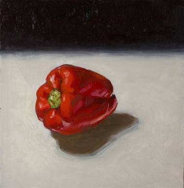 modern still life of red pepper on white and black thumb