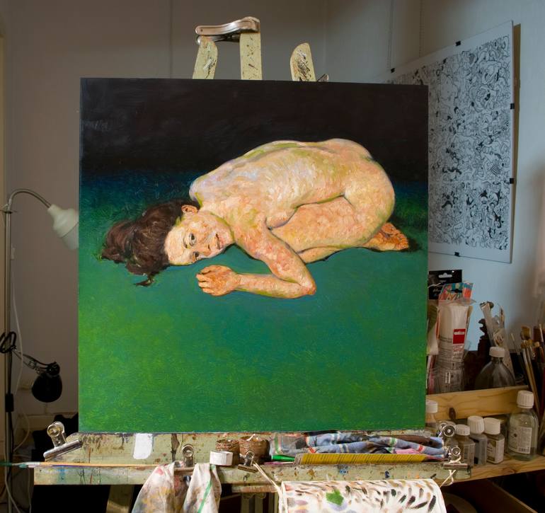 Original Expressionism Nude Painting by Olivier Payeur