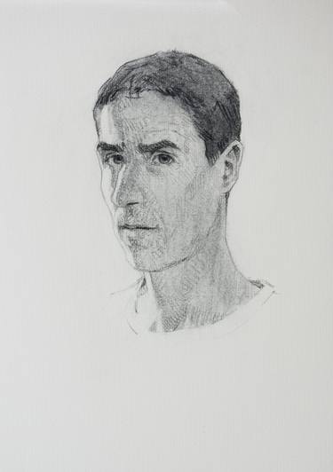 modern selfportrait in the mirror : classical charcoal technique thumb