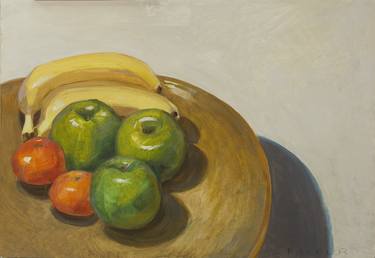modern still life of bananas, apples and tangerines from nature thumb