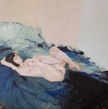 modern nude of a woman on pink black and blue thumb