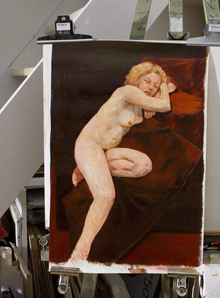 Original Figurative Nude Painting by olivier payeur