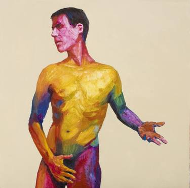 modern pop art nude of a man in rainbow style thumb