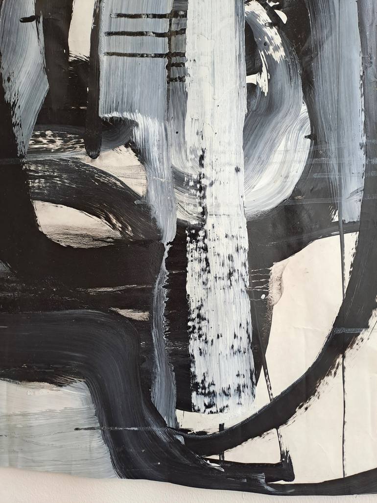 Original Black & White Abstract Painting by Sofia Kapnissi