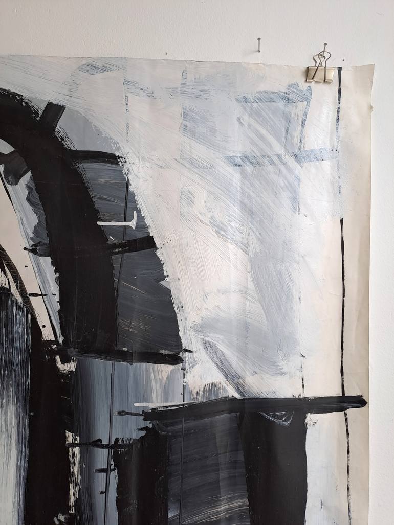 Original Black & White Abstract Painting by Sofia Kapnissi