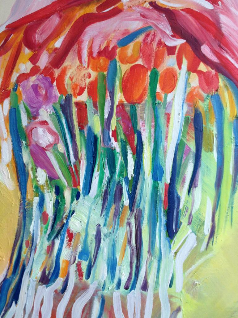 Original Abstract Garden Painting by Sofia Kapnissi