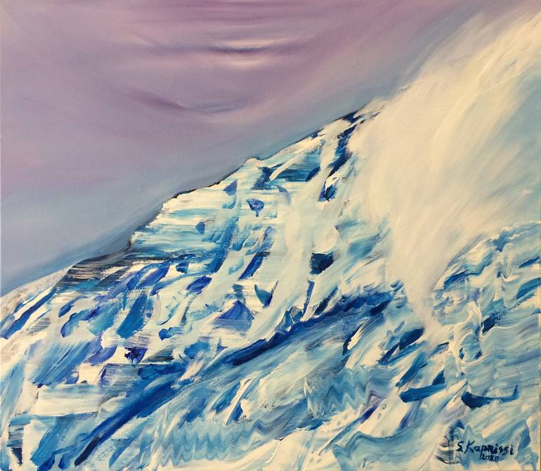 Original Water Painting by Sofia Kapnissi | Expressionism Art on Canvas | Ascending wave/ series Humanize-the-Code