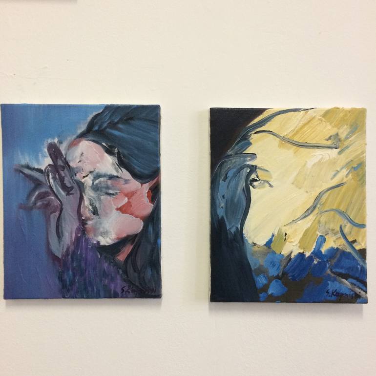 Original Expressionism People Painting by Sofia Kapnissi