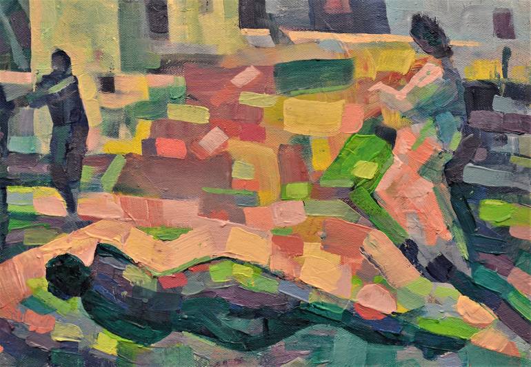 Original Cubism Rural life Painting by Perez Romero Emilio