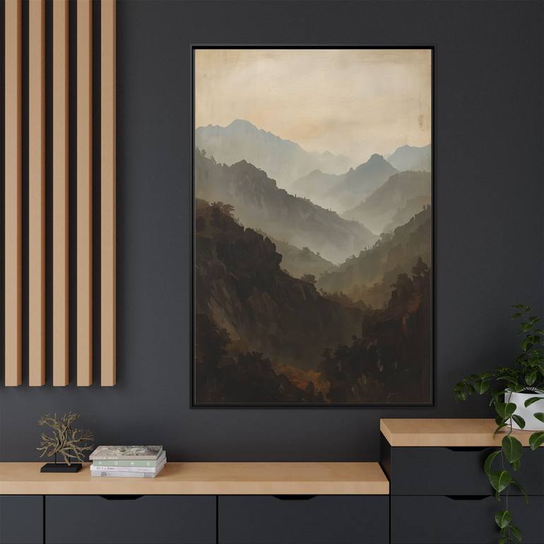 Original Antique Mountain Painting by Tushar Nandanwar