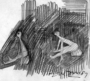 Original Expressionism Nude Drawings by Ambrose Avellano