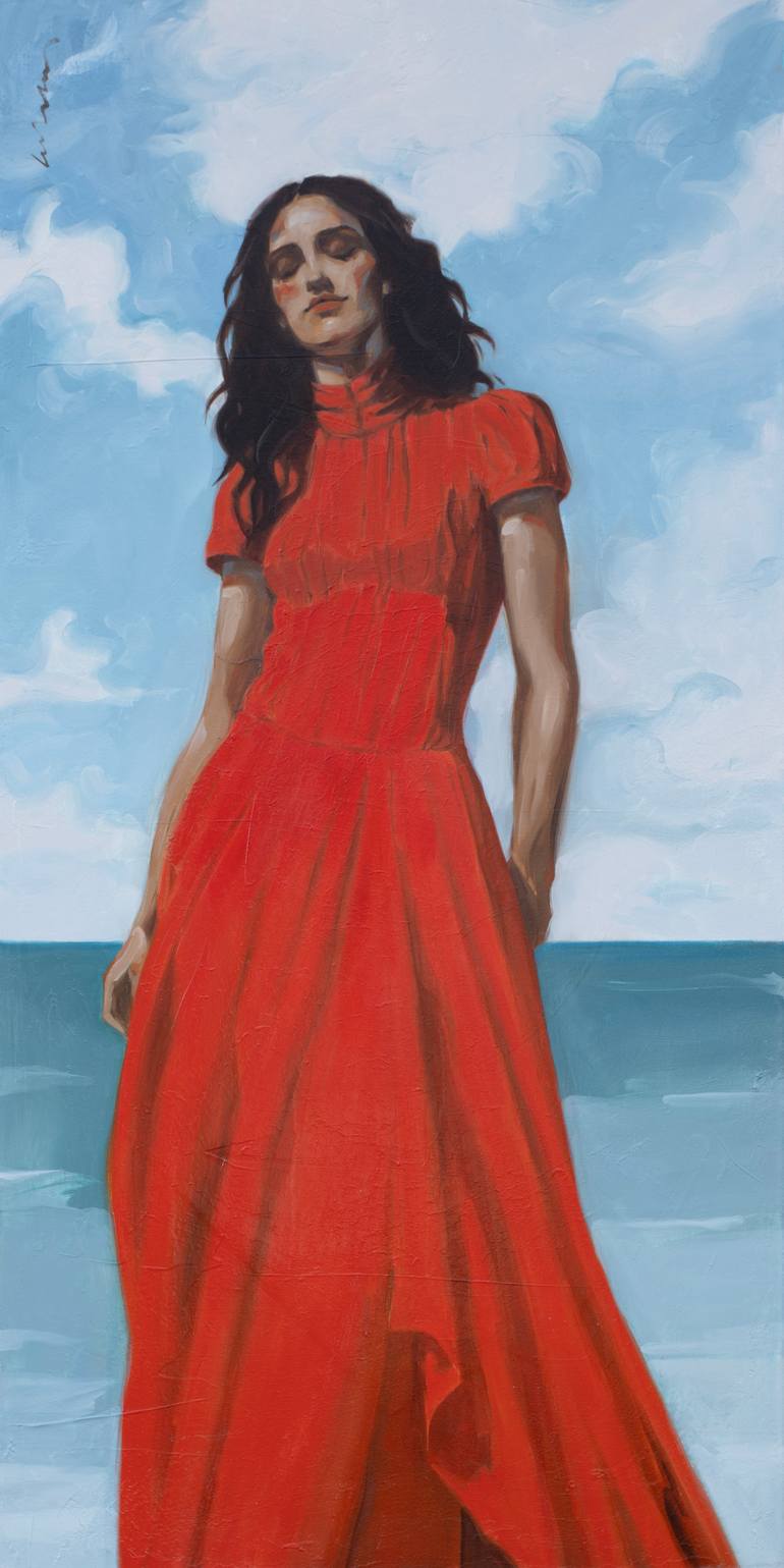 Woman In Red Dress paintings | Saatchi Art