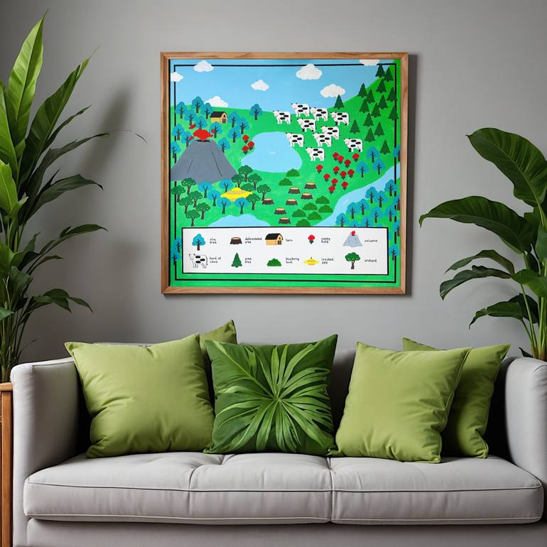 Original Symbolism Landscape Painting by Lumi Atlas