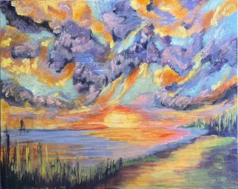 Original Abstract Painting by Lillyanna Walker | Abstract Expressionism Art on Canvas | Before The Night Falls