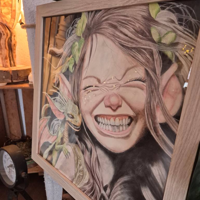 Original Portraiture Fantasy Drawing by Silke Schuler