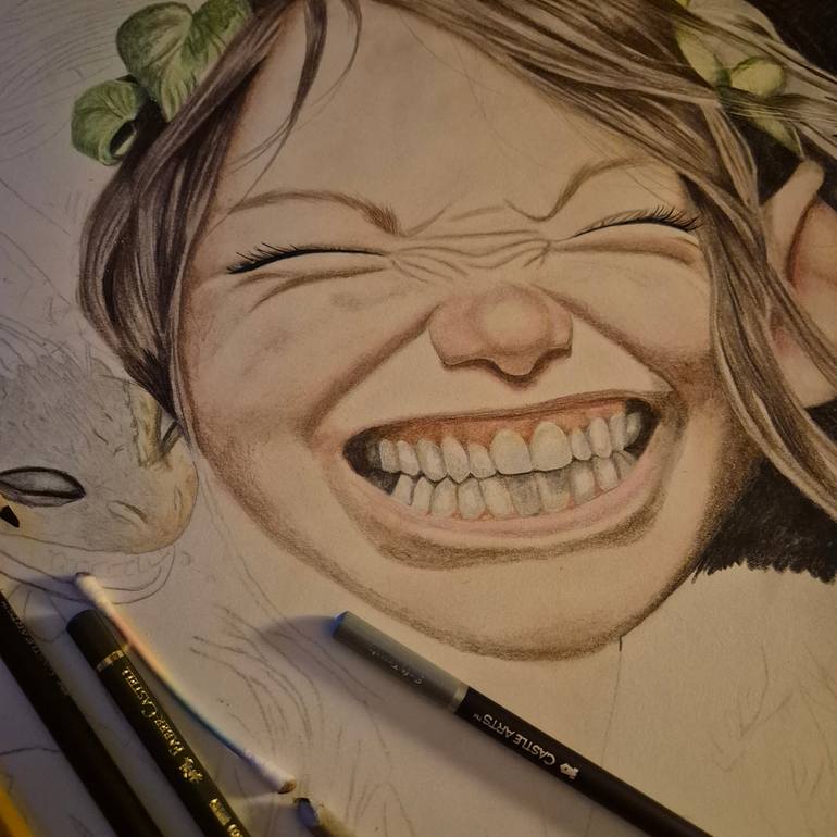 Original Portraiture Fantasy Drawing by Silke Schuler