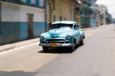 Light vintage blue vintage car, Havana Cuba. thumb