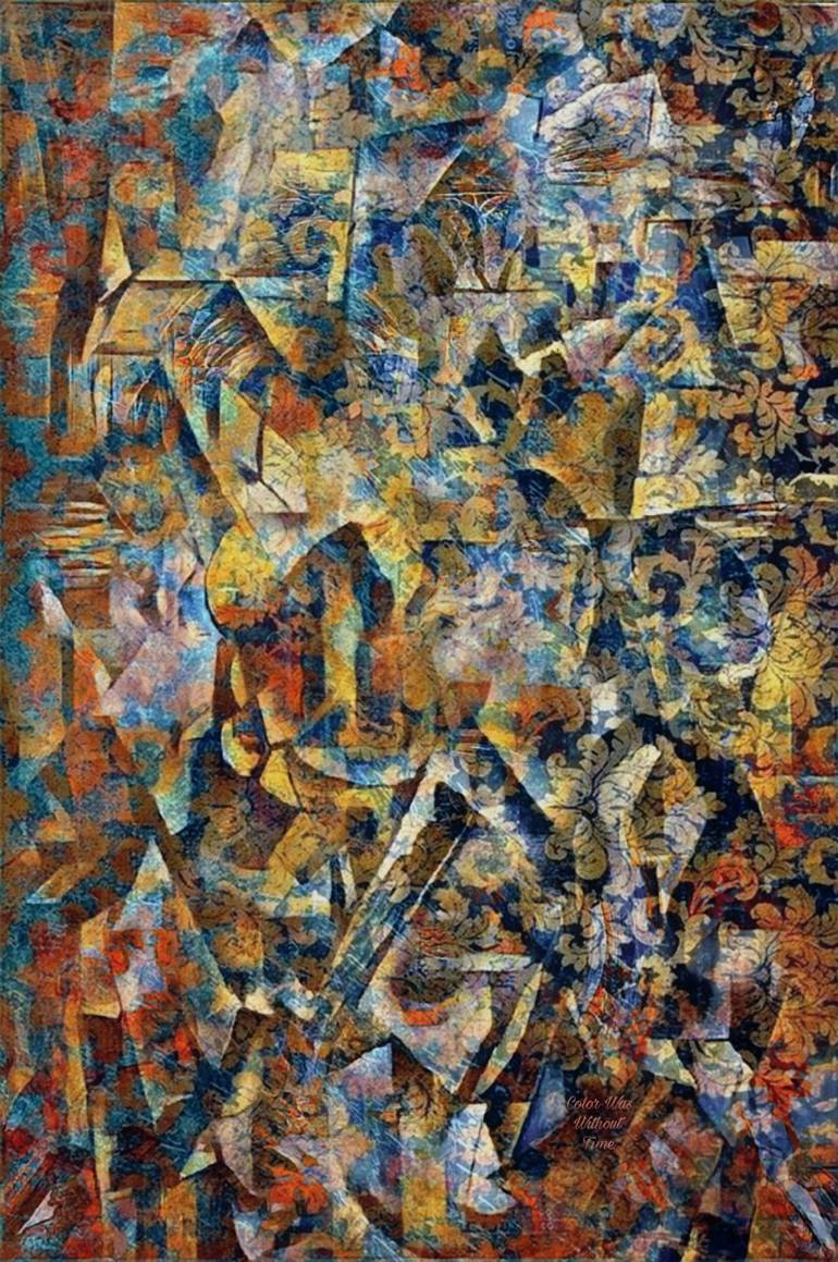 Original Geometric Printmaking by Vakim Pirdon  Abstract Art on Canvas  Color Was without Time