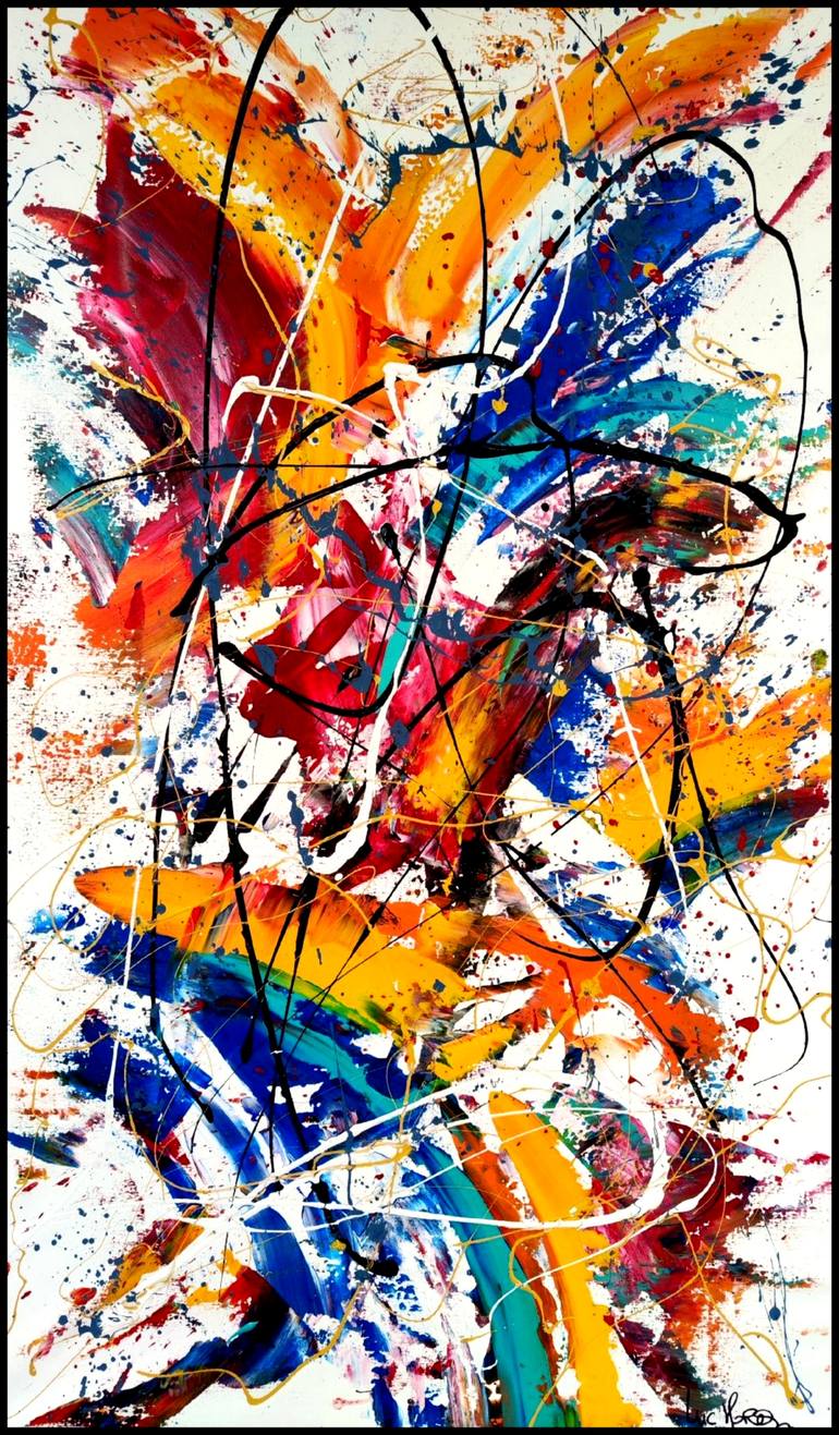 Original Abstract Painting by Luc Patrice Mora | Abstract Expressionism Art on Canvas | Birds of paradise