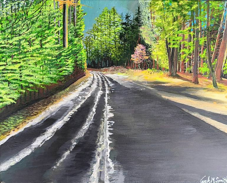 Original Landscape Painting by Leah Smith | Realism Art on Canvas | The Icy Road - Lake Dennison