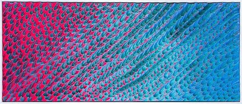 Original Abstract Sculpture by Marija Ruisi | Abstract Art on Resin | Inner Horizon - Contemporary Abstract Wall Art in Blue and Pink