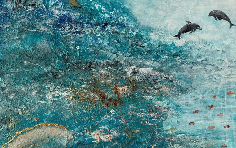 Original Abstract Expressionism Seascape Painting by Rafia Rasheed