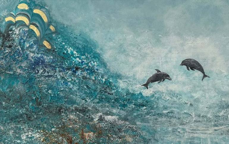 Original Abstract Expressionism Seascape Painting by Rafia Rasheed