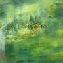 Surreal green landscape with cascading waterfalls