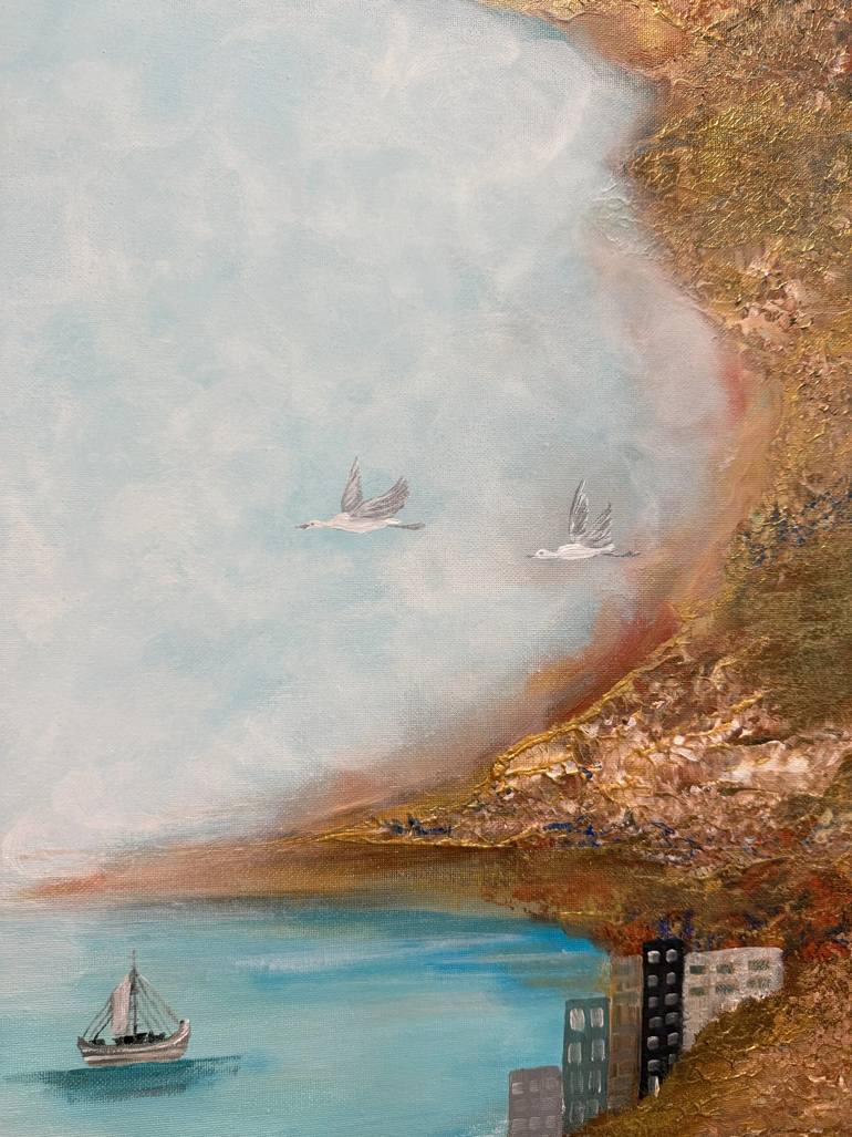 Original Romanticism Seascape Painting by Rafia Rasheed