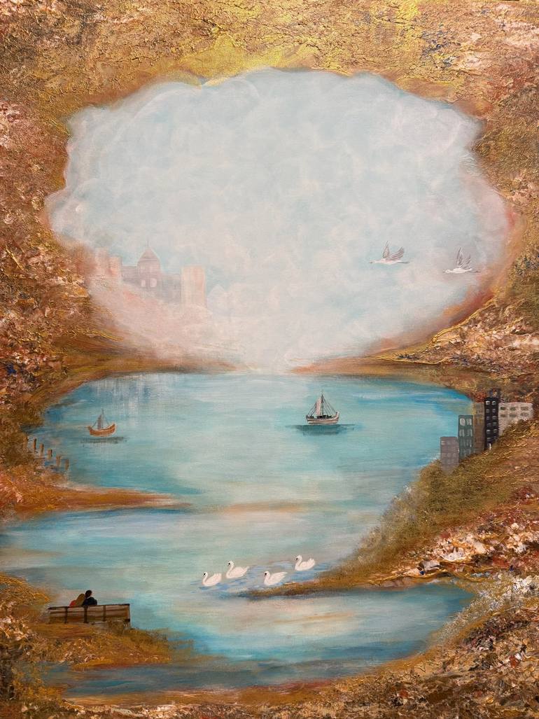 Original Romanticism Seascape Painting by Rafia Rasheed