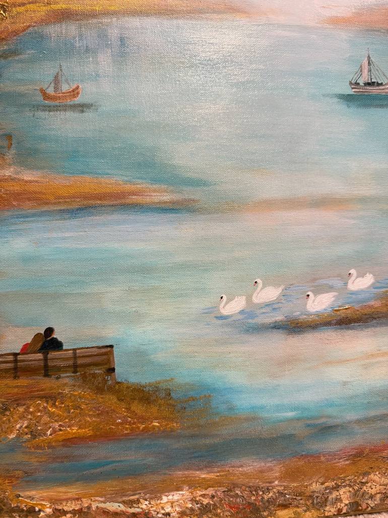 Original Romanticism Seascape Painting by Rafia Rasheed
