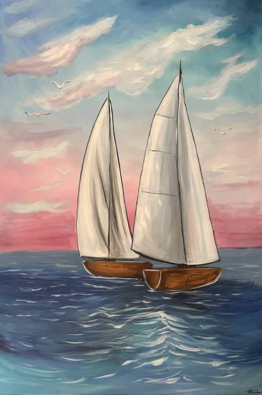 Original Impressionism Boat Paintings by Aisha Haider