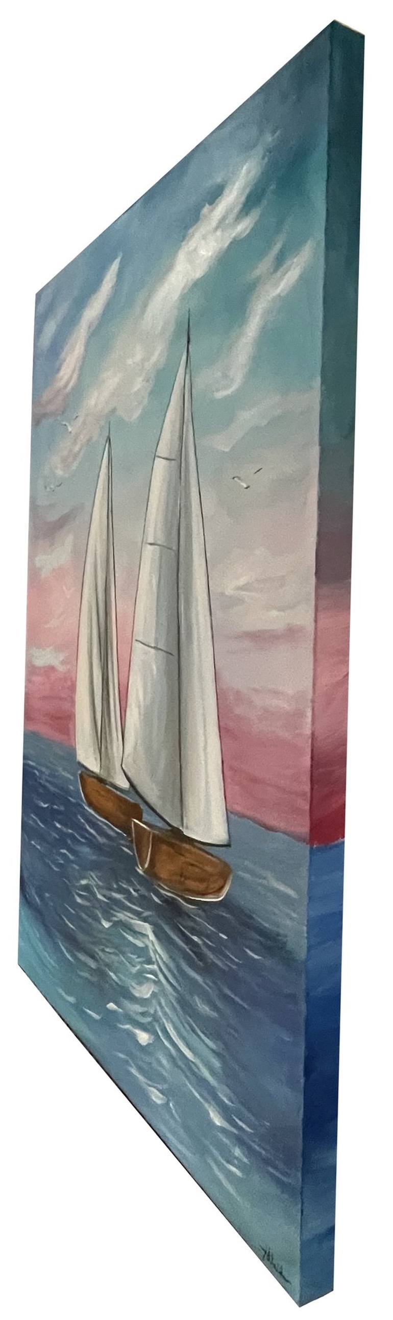 Original Impressionism Boat Painting by Aisha Haider