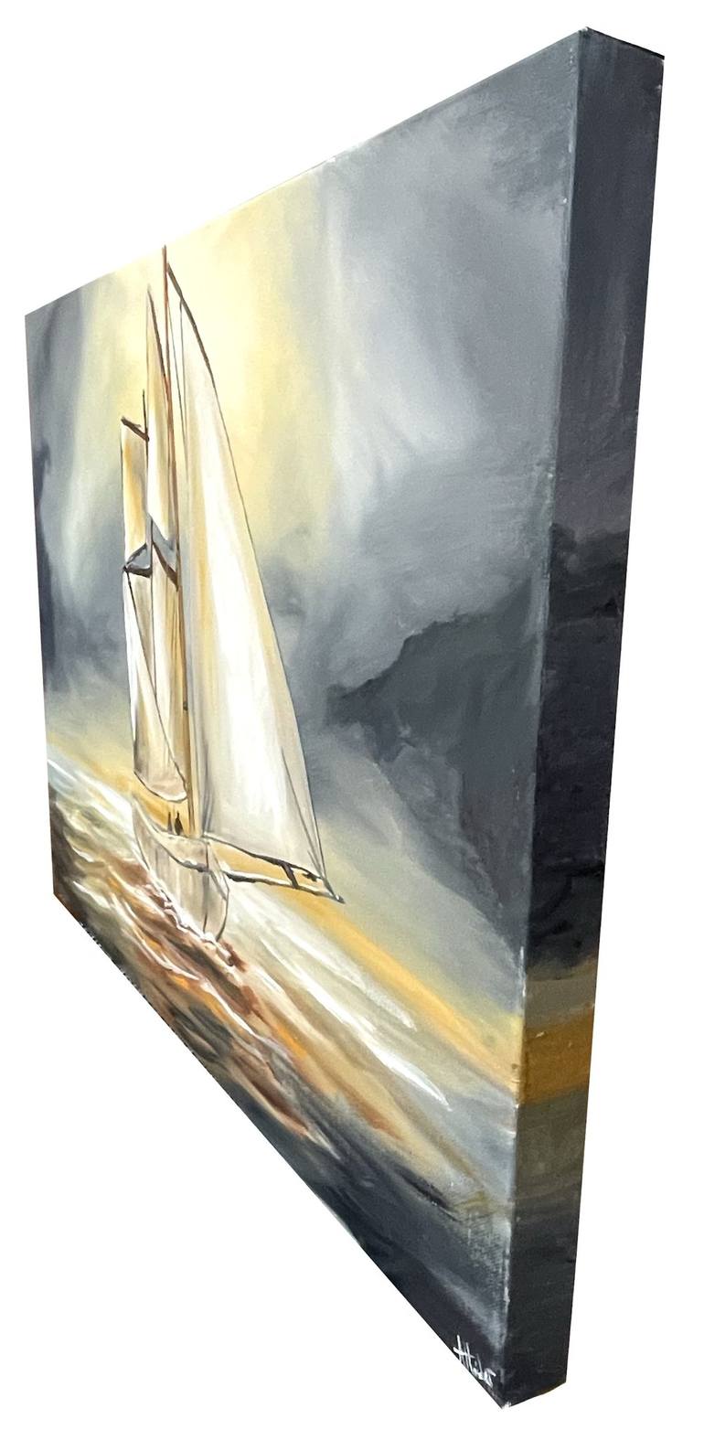 Original Impressionism Boat Painting by Aisha Haider
