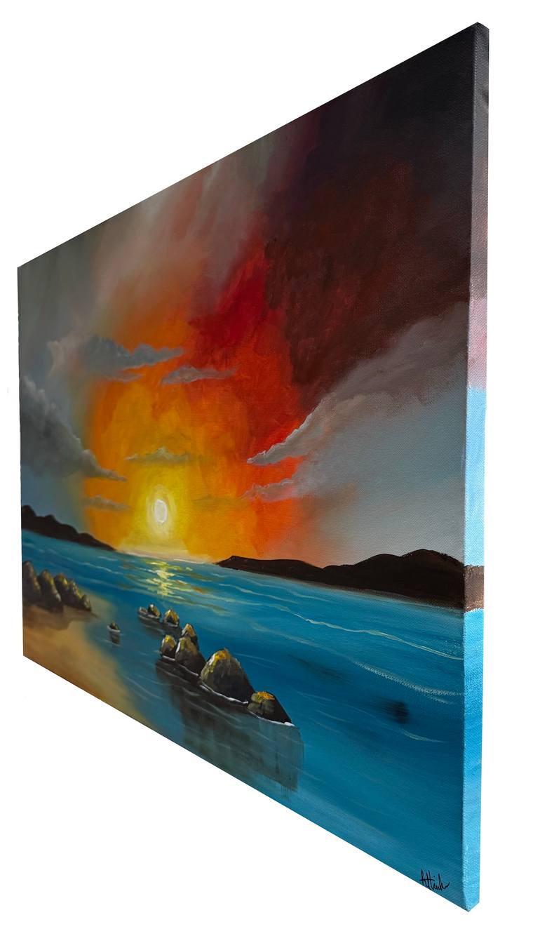 Original Impressionism Seascape Painting by Aisha Haider