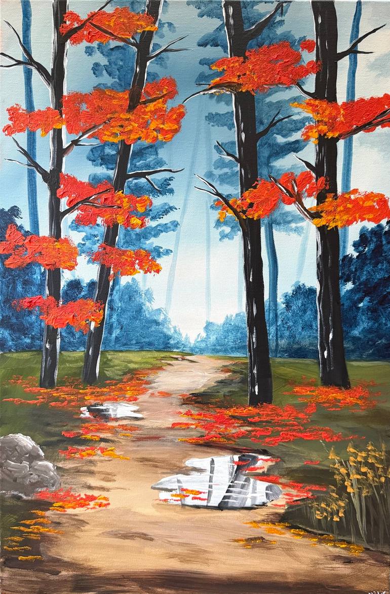 Red Tree Painting by Aisha Haider | Saatchi Art
