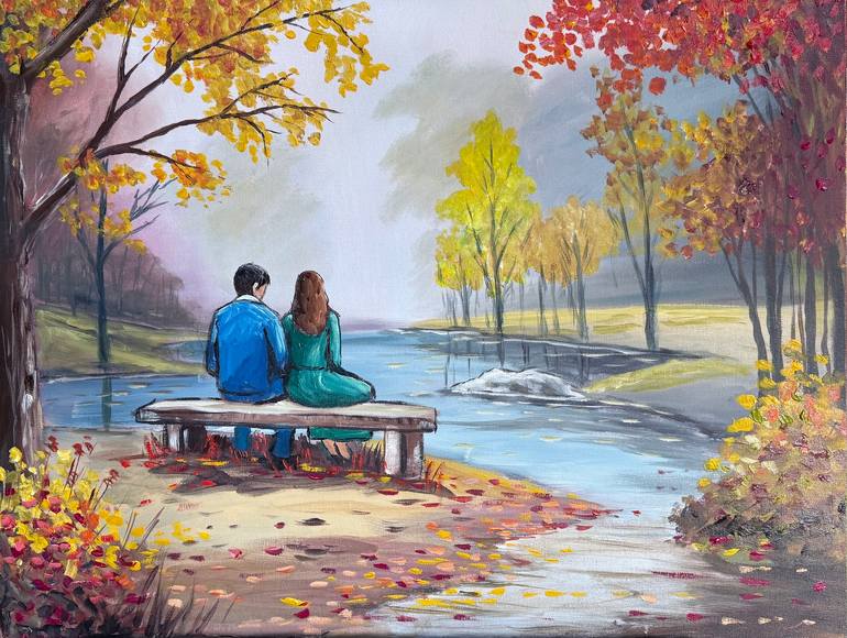 Original Landscape Painting by Aisha Haider  Impressionism Art on Canvas  Our Time Together
