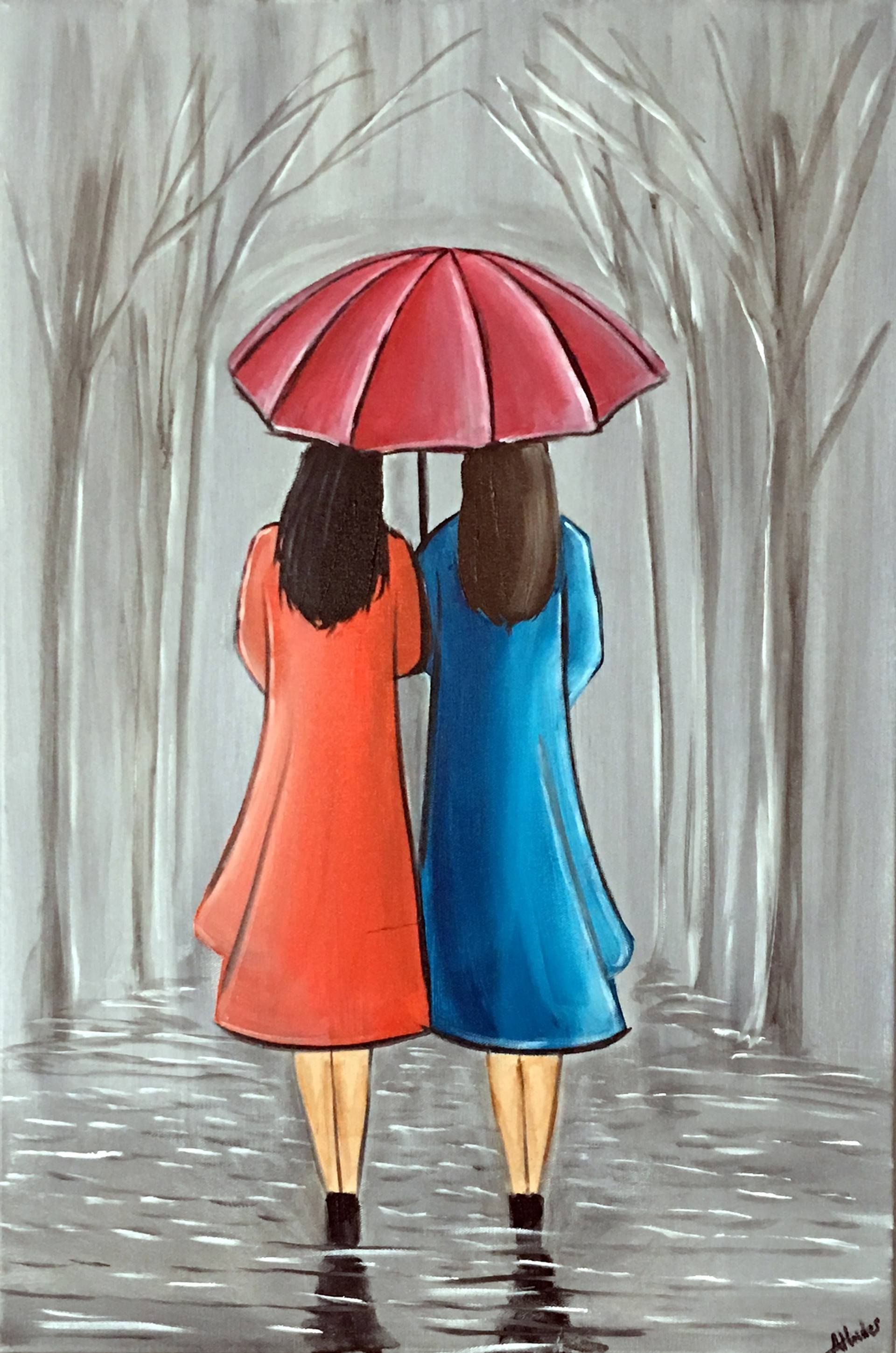 Sisters And friends Painting by Aisha Haider | Saatchi Art